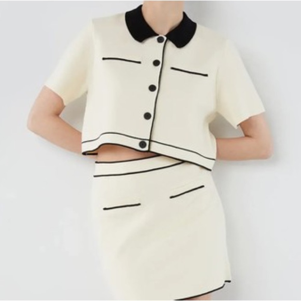 OAK + FORT Cream and Black Skirt Set